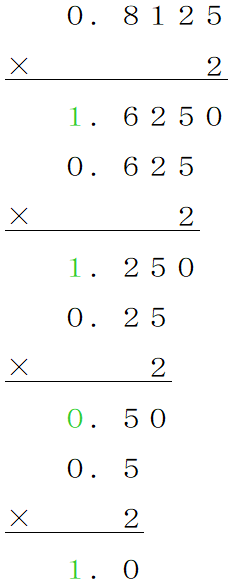 10進数→2進数 小数部