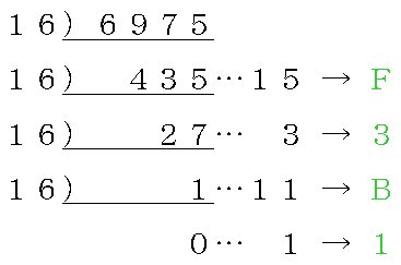 10進数の6975を16進数に変換